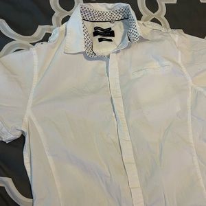 Kenneth Cole White Graphic Button Up Shirt